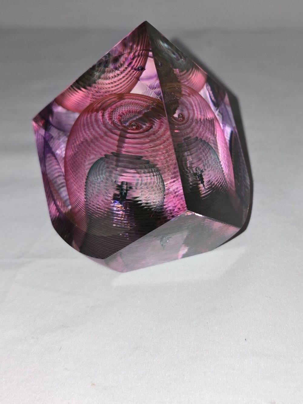 Kit Karbler & Michael David Signed Faceted Paperweight Art Glass Optic Geometric - Picture 6 of 16